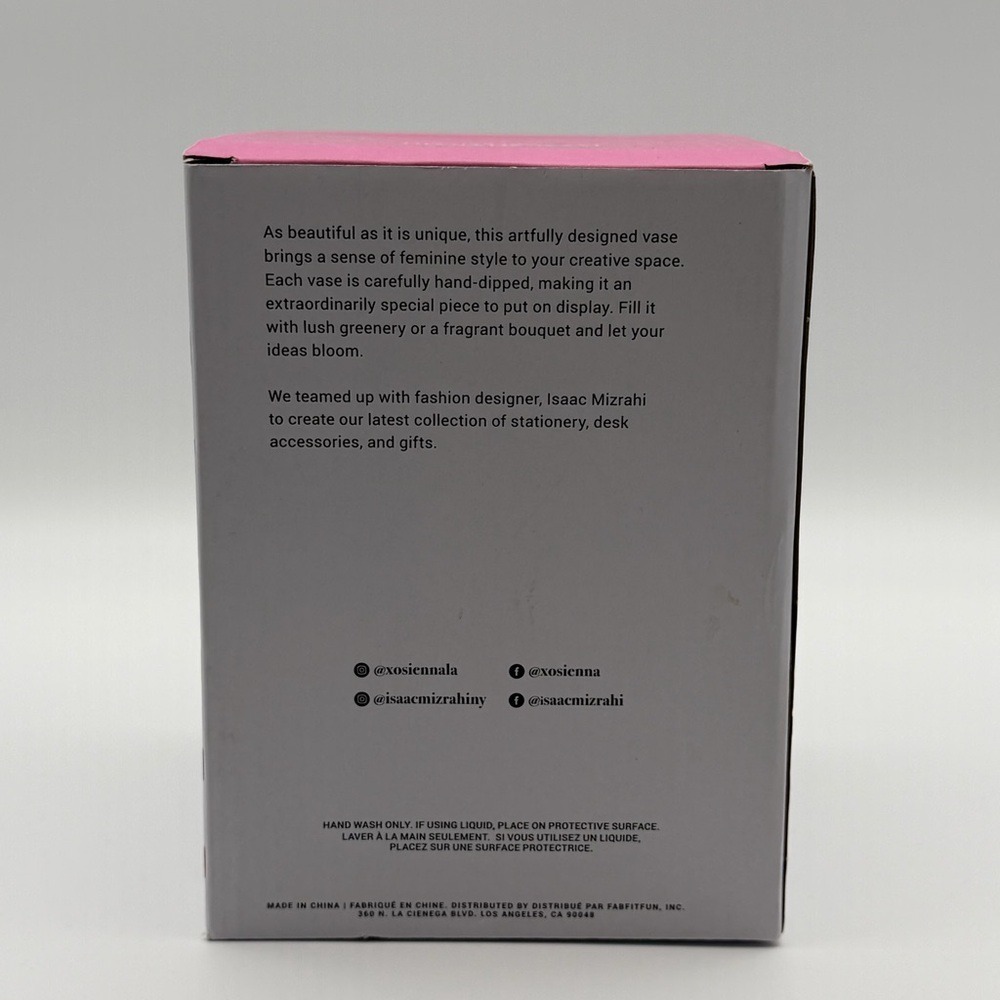 Isaac Mizrahi Loves Xo Sienna Vase Ceramic Pottery Cream Hand Dipped Pink Glaze - Picture 14 of 16